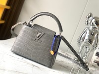 Louis Vuitton LV Capucines AAAAA
 Bags Handbags Grey Silver Hardware Sheepskin Mini N93429