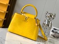 Louis Vuitton LV Capucines Bags Handbags Perfect Replica
 Yellow Silver Hardware Crocodile Leather Goat Skin Sheepskin N92967
