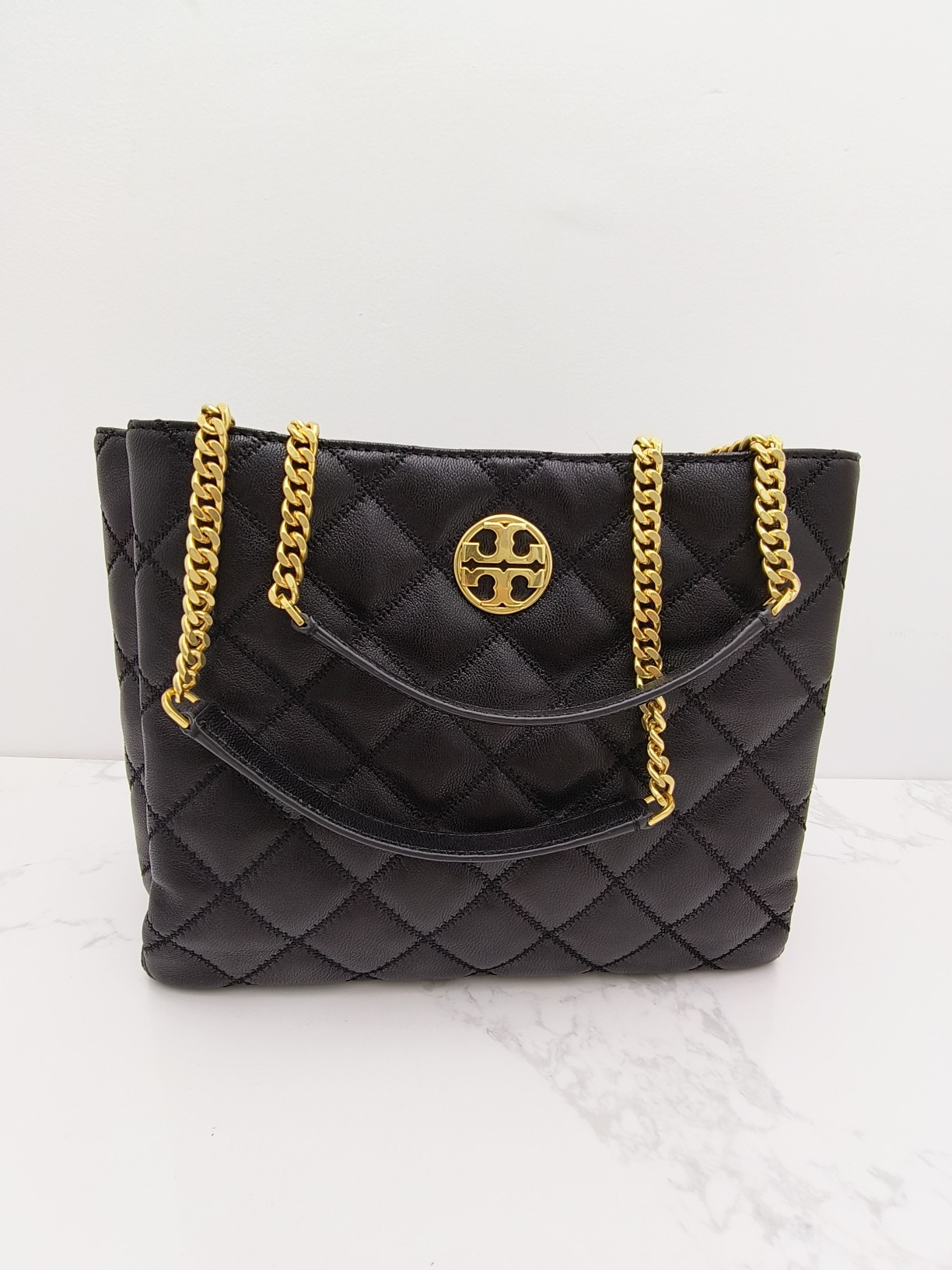 Tory Burch ～142312#最新款 手提包 单肩包 100%进口山羊皮 菱格车线工艺 袋口有磁扣