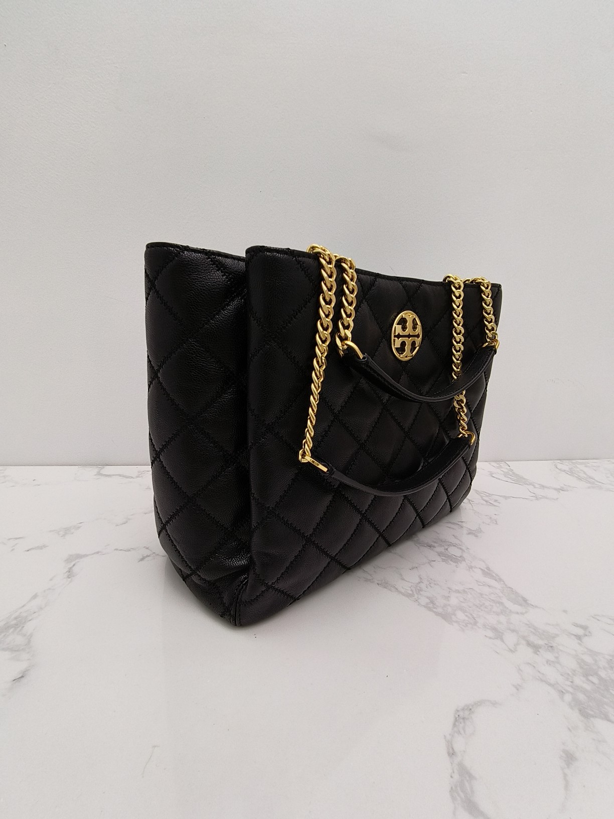 Tory Burch ～142312#最新款 手提包 单肩包 100%进口山羊皮 菱格车线工艺 袋口有磁扣