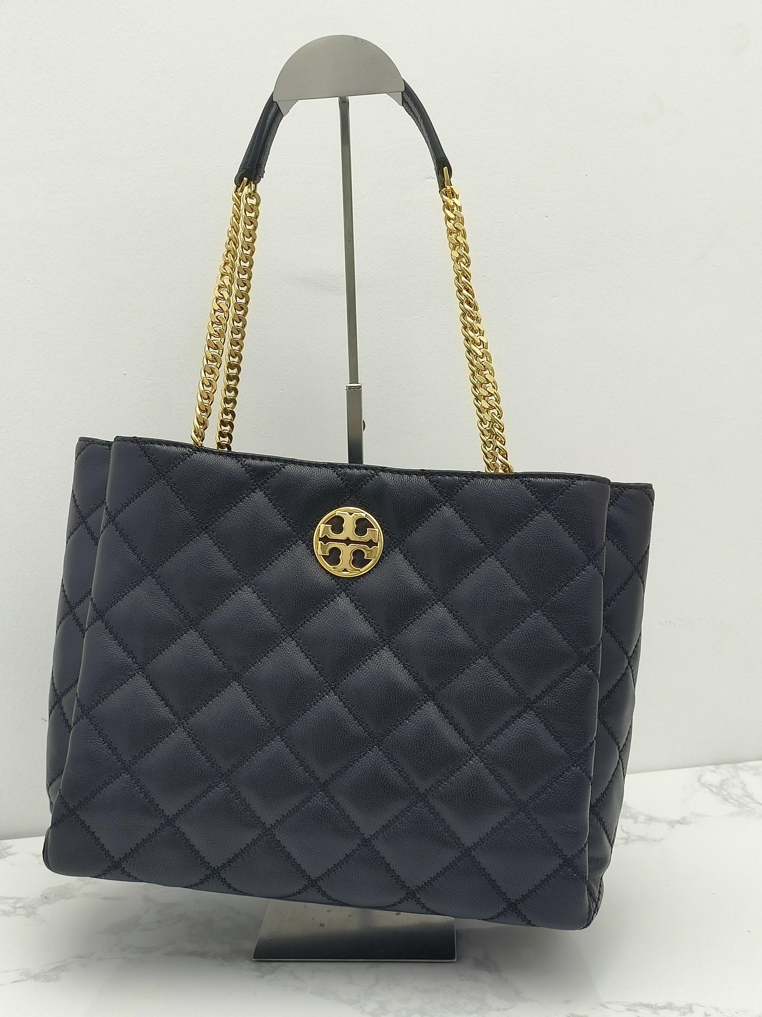 Tory Burch ～142312#最新款 手提包 单肩包 100%进口山羊皮 菱格车线工艺 袋口有磁扣