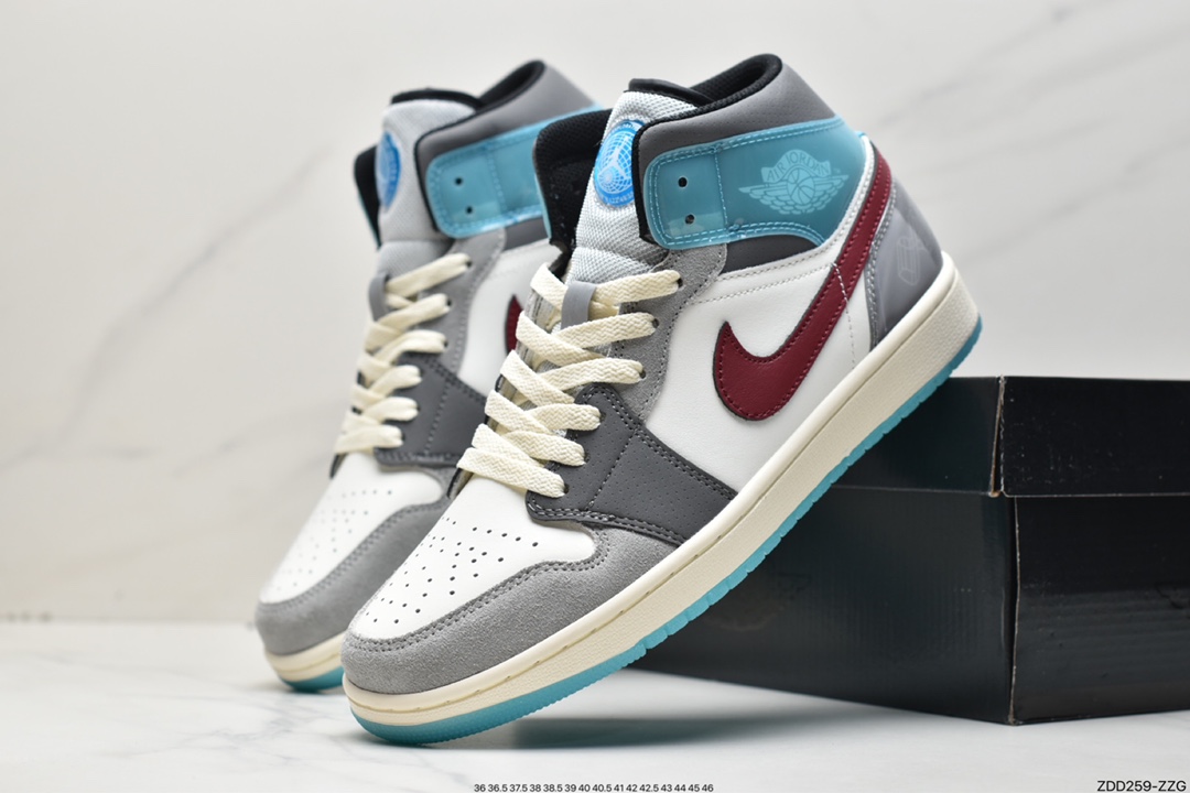 230 Air Jordan 1 MID白灰蓝脚趾天猫贸外客户订单FB1870-161