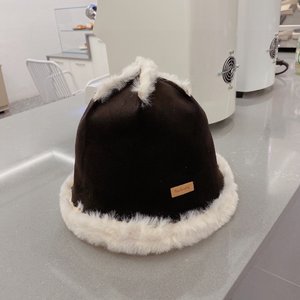 Burberry Hats Bucket Hat Black Blue Rabbit Hair