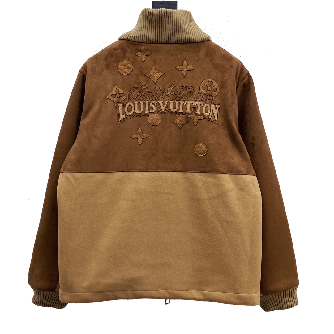 Louis Vuitton /路易威登 22FW刺绣皮革拼接夹克外套