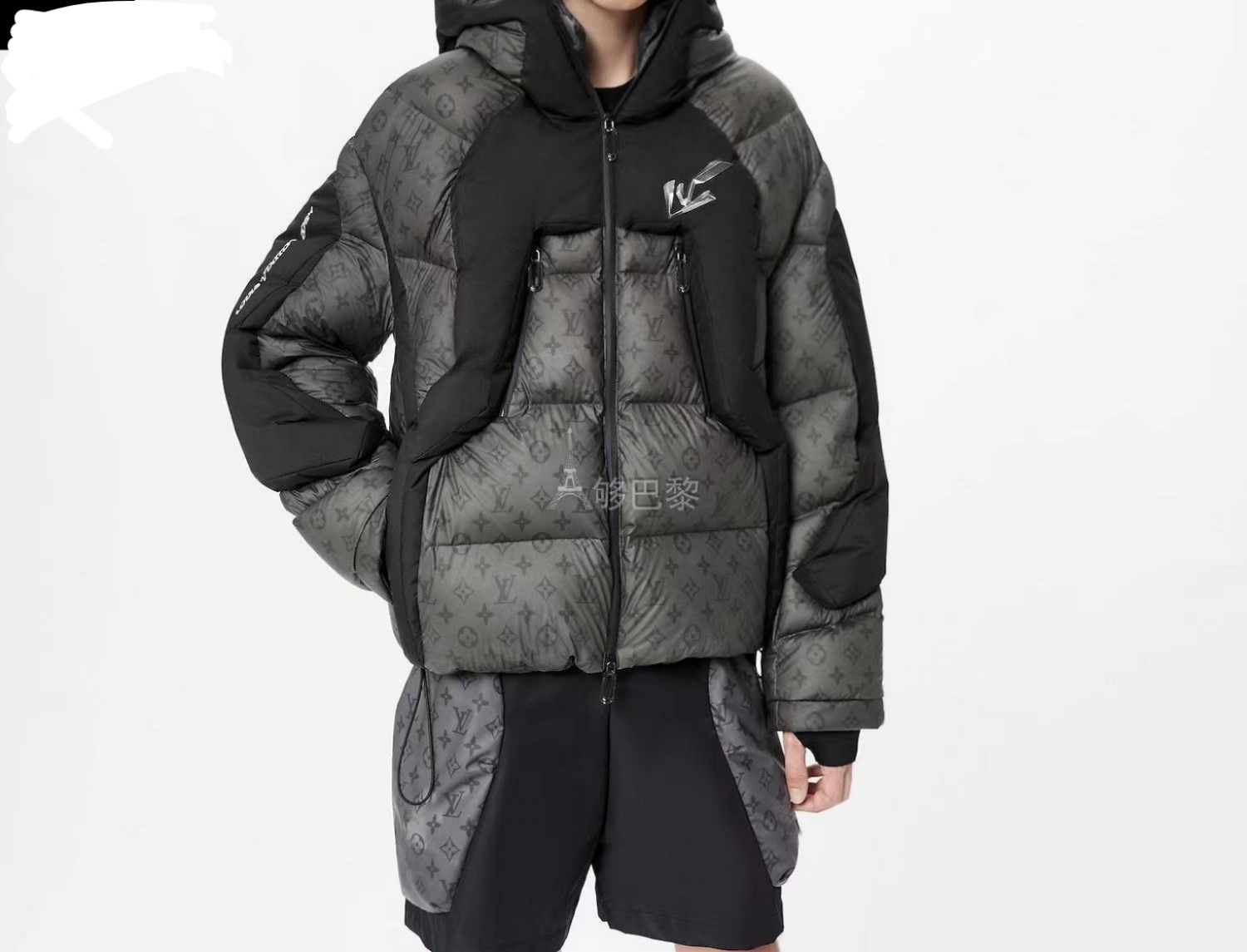 LouisVuitton/路易威登男士胸前饰有LV3D标志连帽羽绒尺码46.48.50.52.54