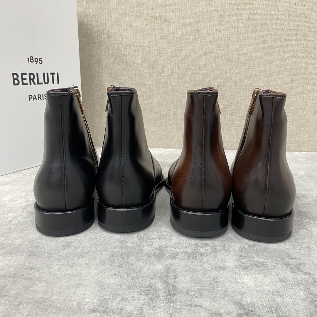 Berlut*布鲁提新品切尔西皮靴固特异手工暗缝工艺靴子柔软而有弹性Galet楦型这个品牌标志性系列因B