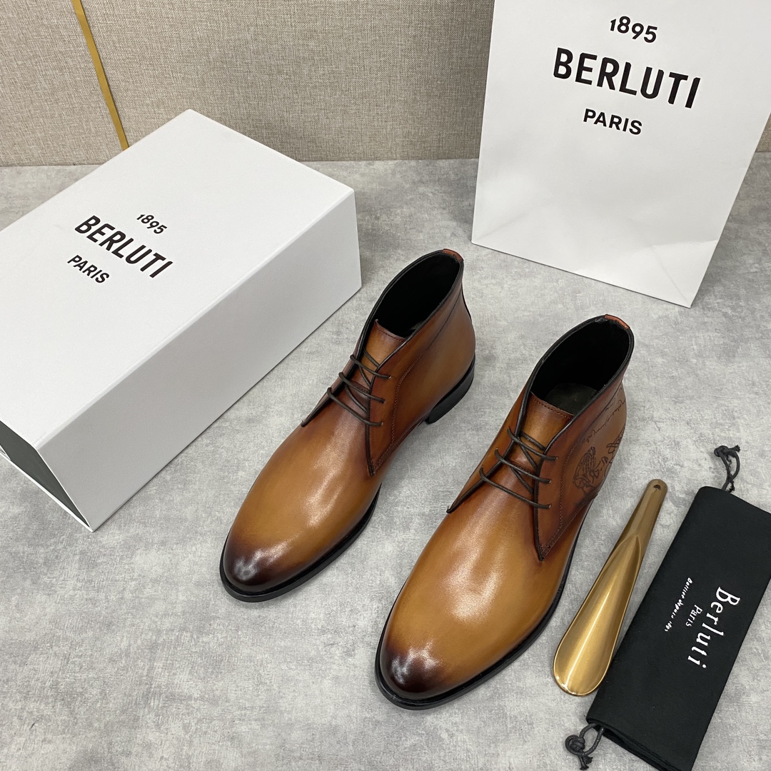 Berlut*布鲁提新品沙漠靴皮靴固