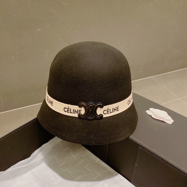 Celine Hats Bucket Hat Straw Hat Black White Yellow Wool Fall/Winter Collection Fashion