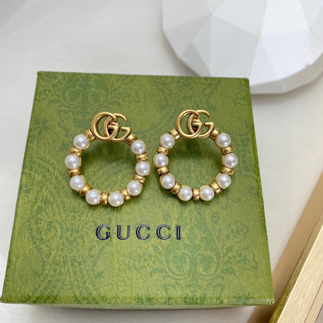 Gucci Jewelry Earring Gold White