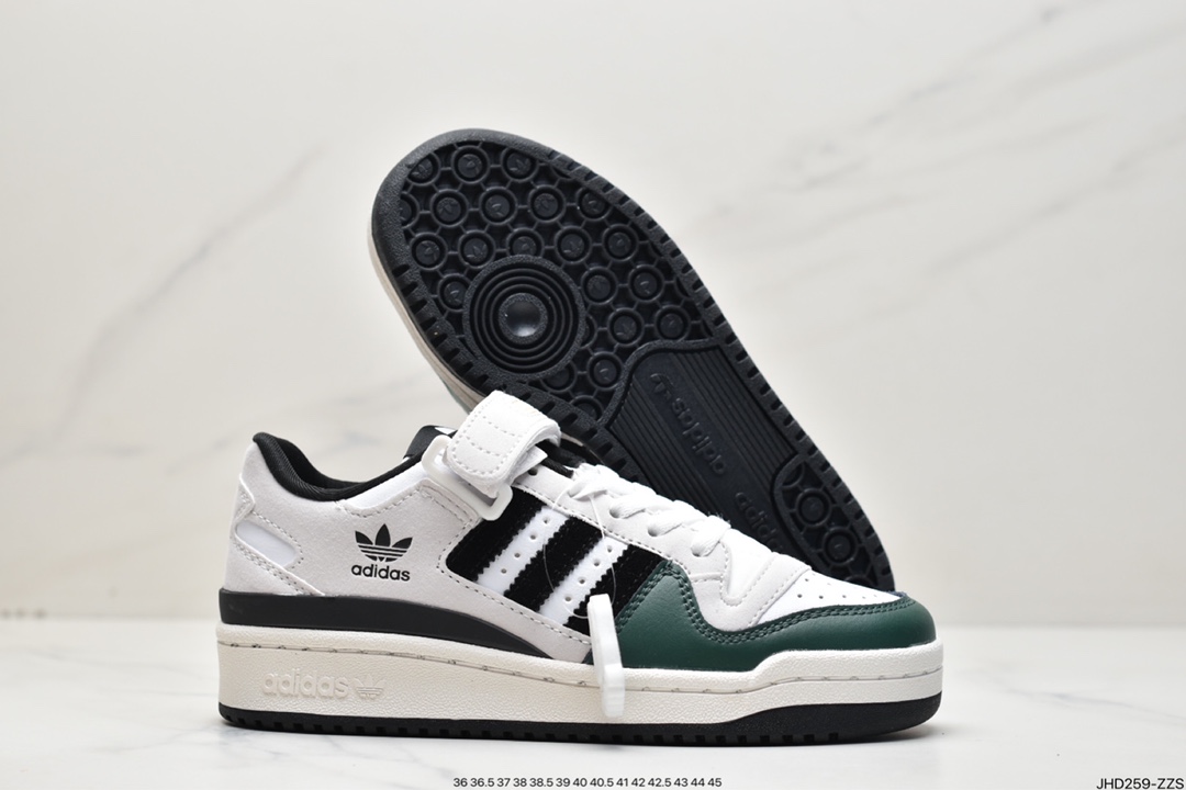 190 Adidas Originals Forum 84 Low 罗马系列魔术贴低帮复古系带百搭休闲运动板鞋“浅灰白黑深绿”GY8203