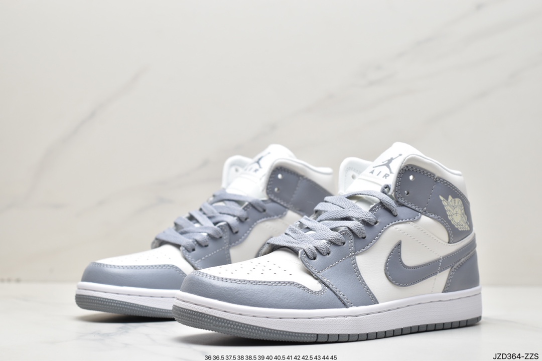 140 耐克Nike Wmns Air Jordan 1 Mid”Grey Sail”AJ1乔丹一代中帮经典复古文化休闲运动篮球鞋BQ6472-115