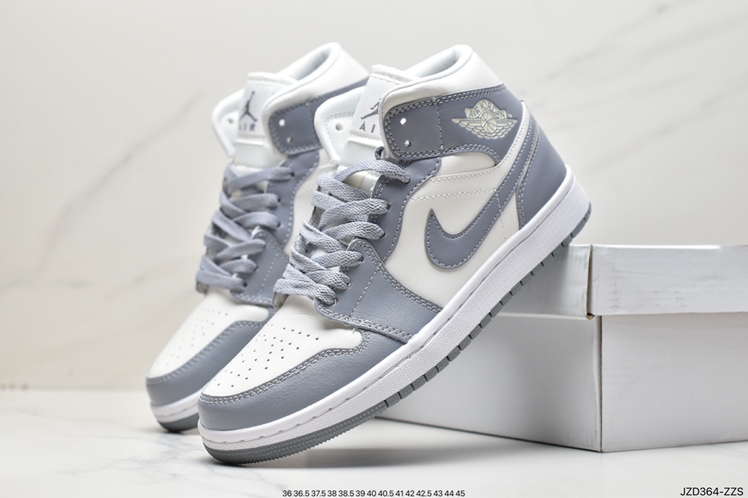 140 耐克Nike Wmns Air Jordan 1 Mid”Grey Sail”AJ1乔丹一代中帮经典复古文化休闲运动篮球鞋BQ6472-115