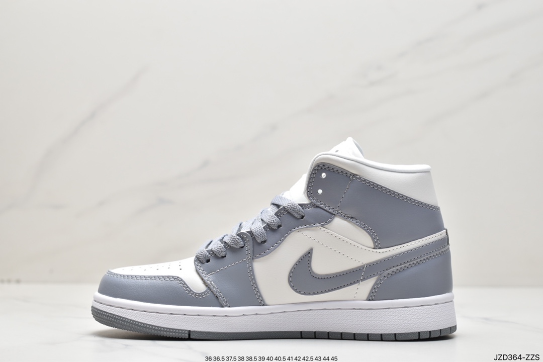 140 耐克Nike Wmns Air Jordan 1 Mid”Grey Sail”AJ1乔丹一代中帮经典复古文化休闲运动篮球鞋BQ6472-115