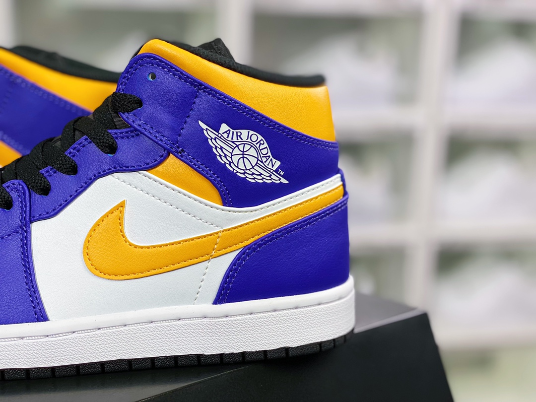 280 Air Jordan 1 Mid"Lakers"AJ1乔丹一代中帮经典复古文化休闲运动篮球鞋“紫黄白湖人”DQ8426-517