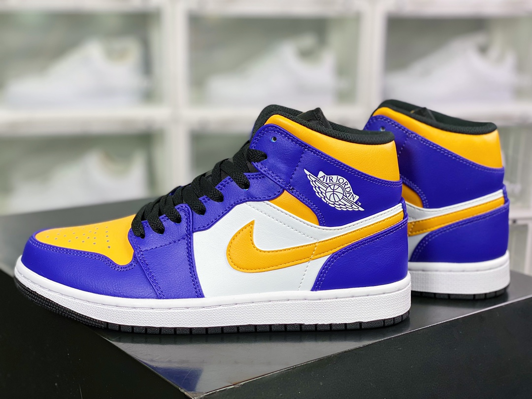 280 Air Jordan 1 Mid"Lakers"AJ1乔丹一代中帮经典复古文化休闲运动篮球鞋“紫黄白湖人”DQ8426-517