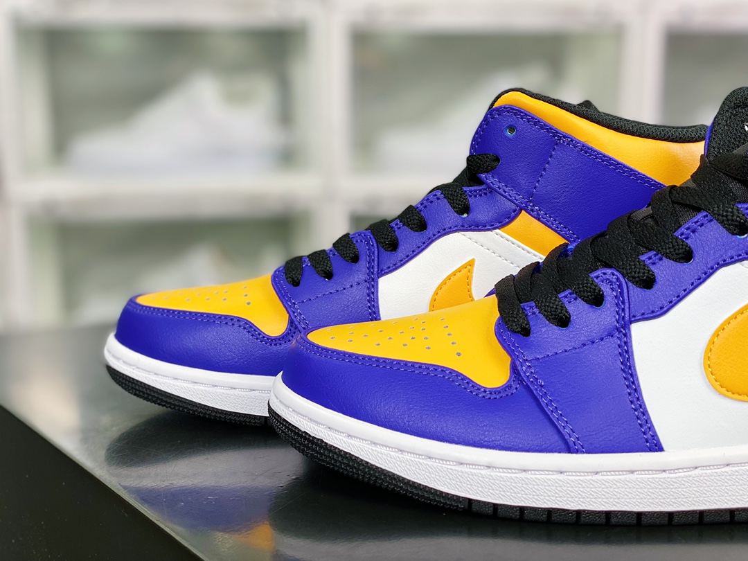 280 Air Jordan 1 Mid"Lakers"AJ1乔丹一代中帮经典复古文化休闲运动篮球鞋“紫黄白湖人”DQ8426-517