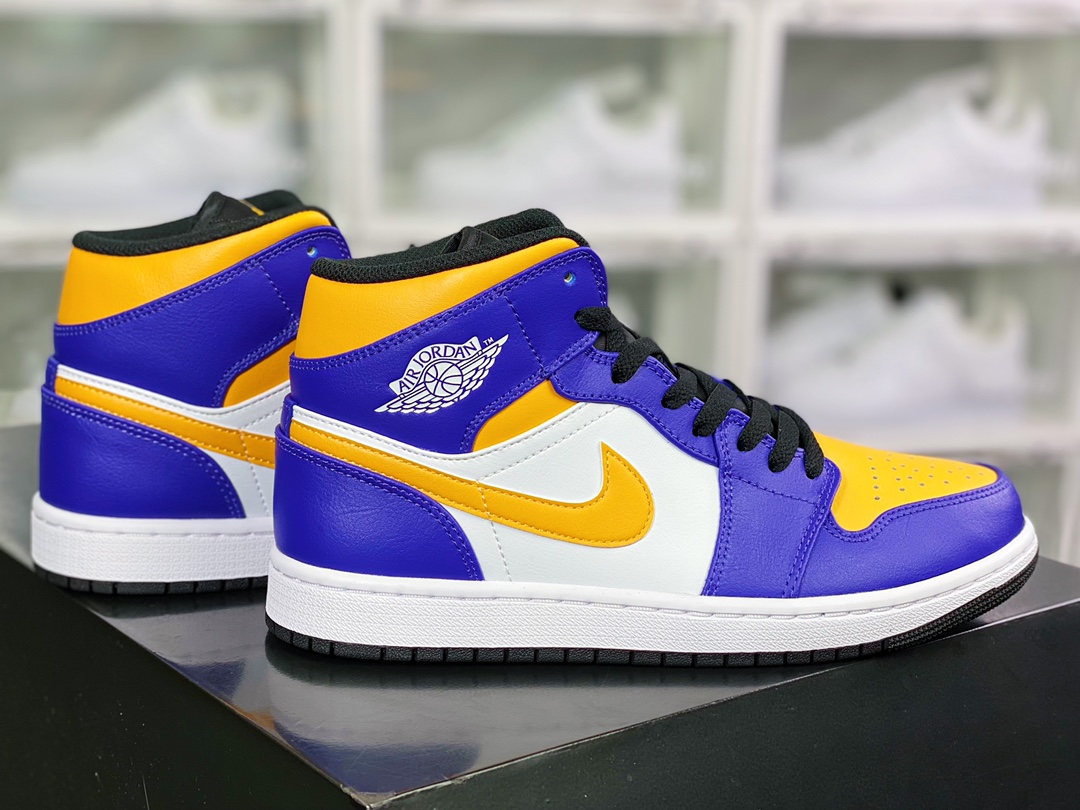 280 Air Jordan 1 Mid"Lakers"AJ1乔丹一代中帮经典复古文化休闲运动篮球鞋“紫黄白湖人”DQ8426-517