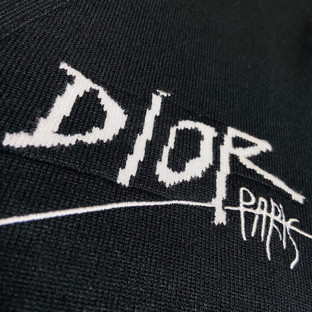 高版本 Dior x stussy迪奥限定联名款签名刺绣logo字母针织开衫