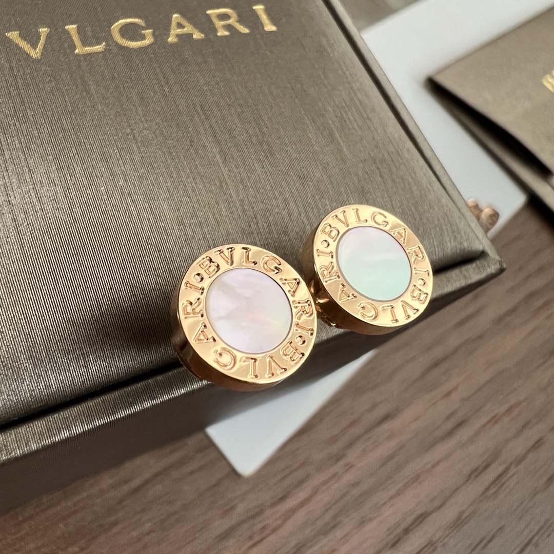 BVLGARI Round Disc Stud Earrings Earrings v Gold