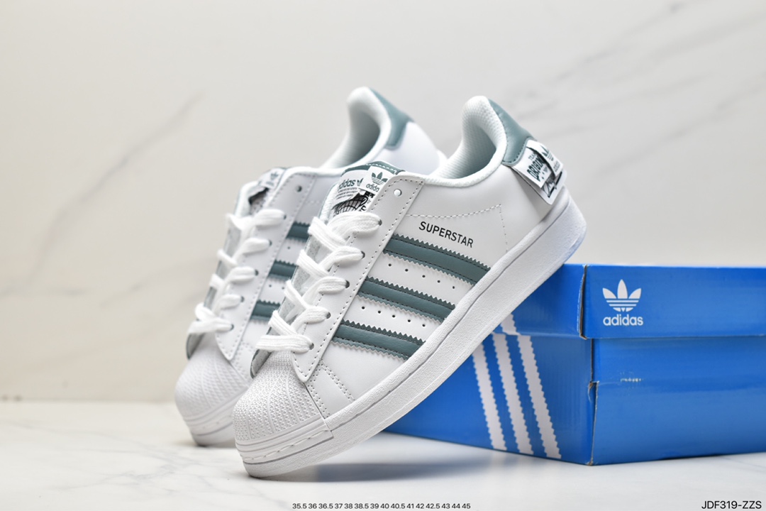 Adidas clover Originals Superstar ”Sail/Green/Lace” shell head sneakers HQ6455