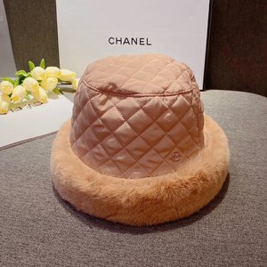 Chanel Hats Bucket Hat Black Khaki White Cotton Rabbit Hair Fall/Winter Collection