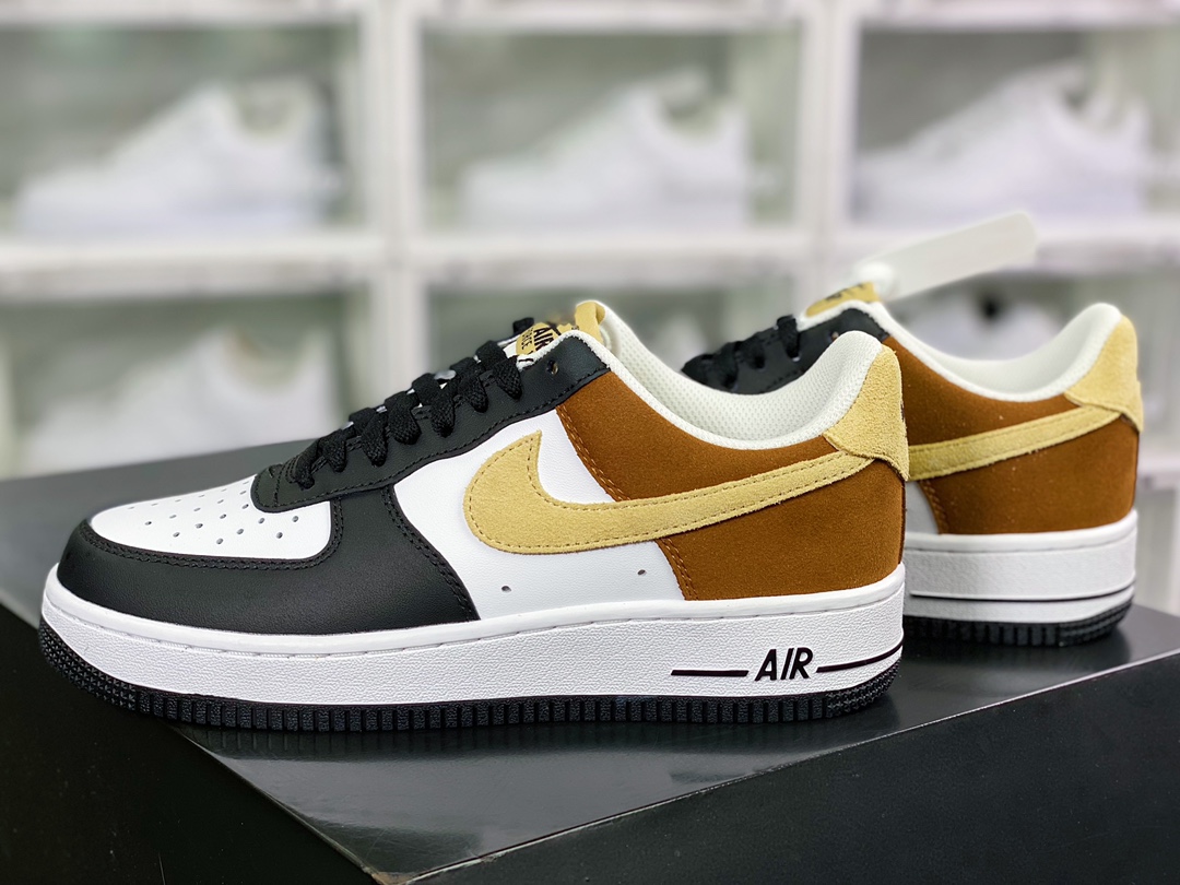 200  Air Force 1’07 Low"Black/White/Brown"空军一号经典低帮百搭休闲运动板鞋“黑白棕黄”FB3355-200