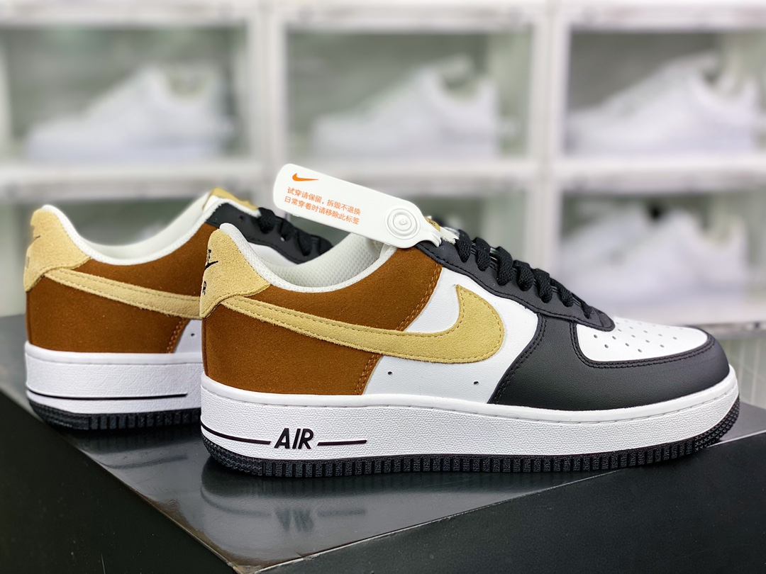 200  Air Force 1’07 Low"Black/White/Brown"空军一号经典低帮百搭休闲运动板鞋“黑白棕黄”FB3355-200