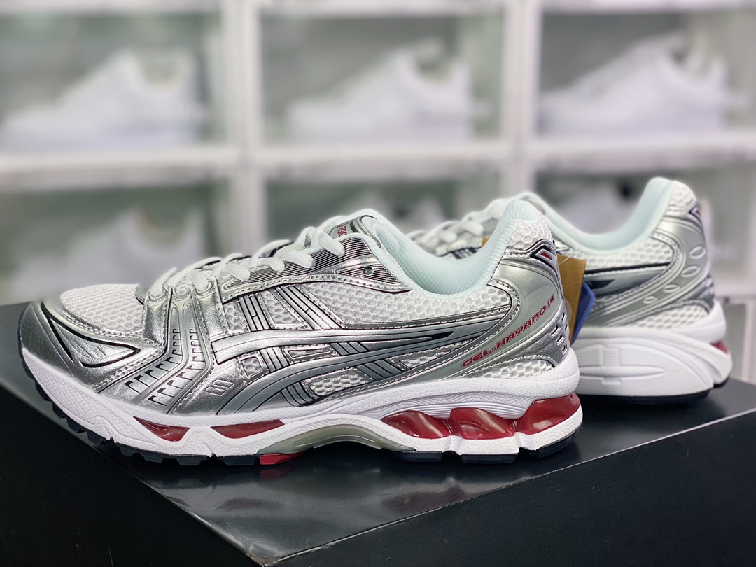 ASICS GEL - KAYANO 14 Series Lightweight Cushioning Casual Sports Running Shoes ”Silver White Black Wine Red” 1201A019-104