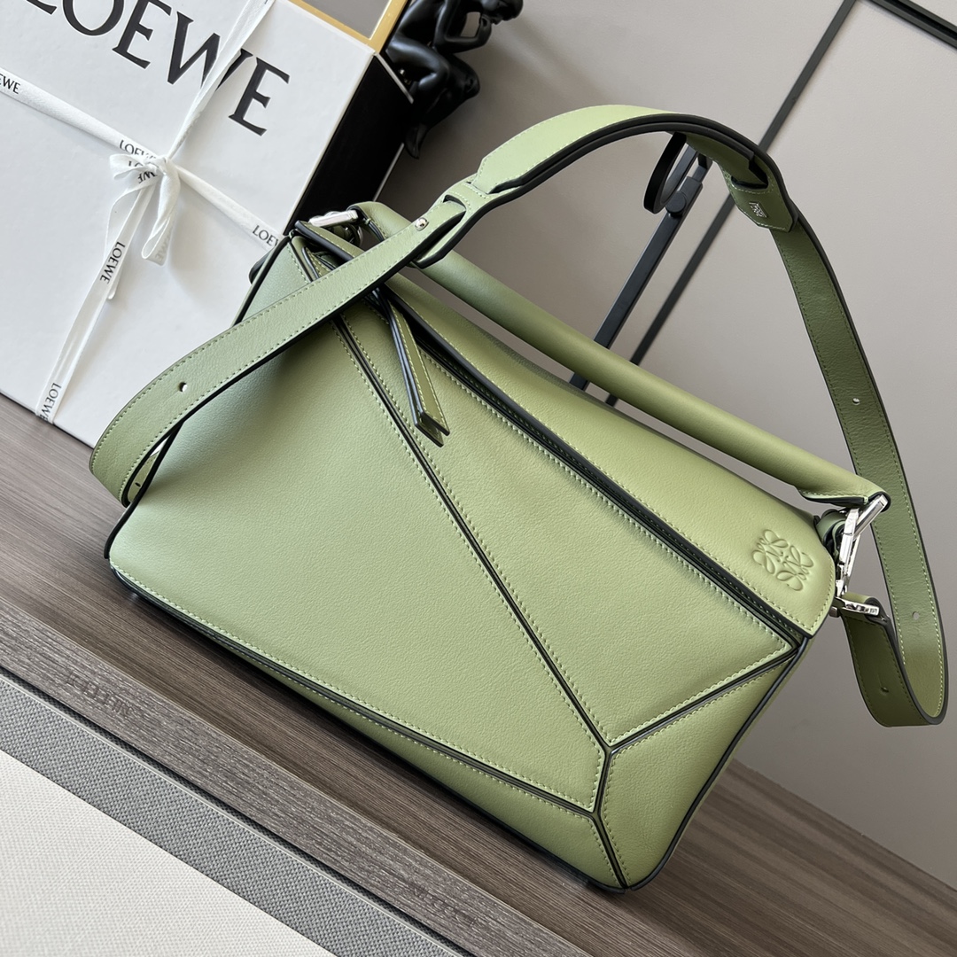 Buy 1:1
 Loewe Puzzle Bags Handbags Green Calfskin Canvas Cotton Cowhide