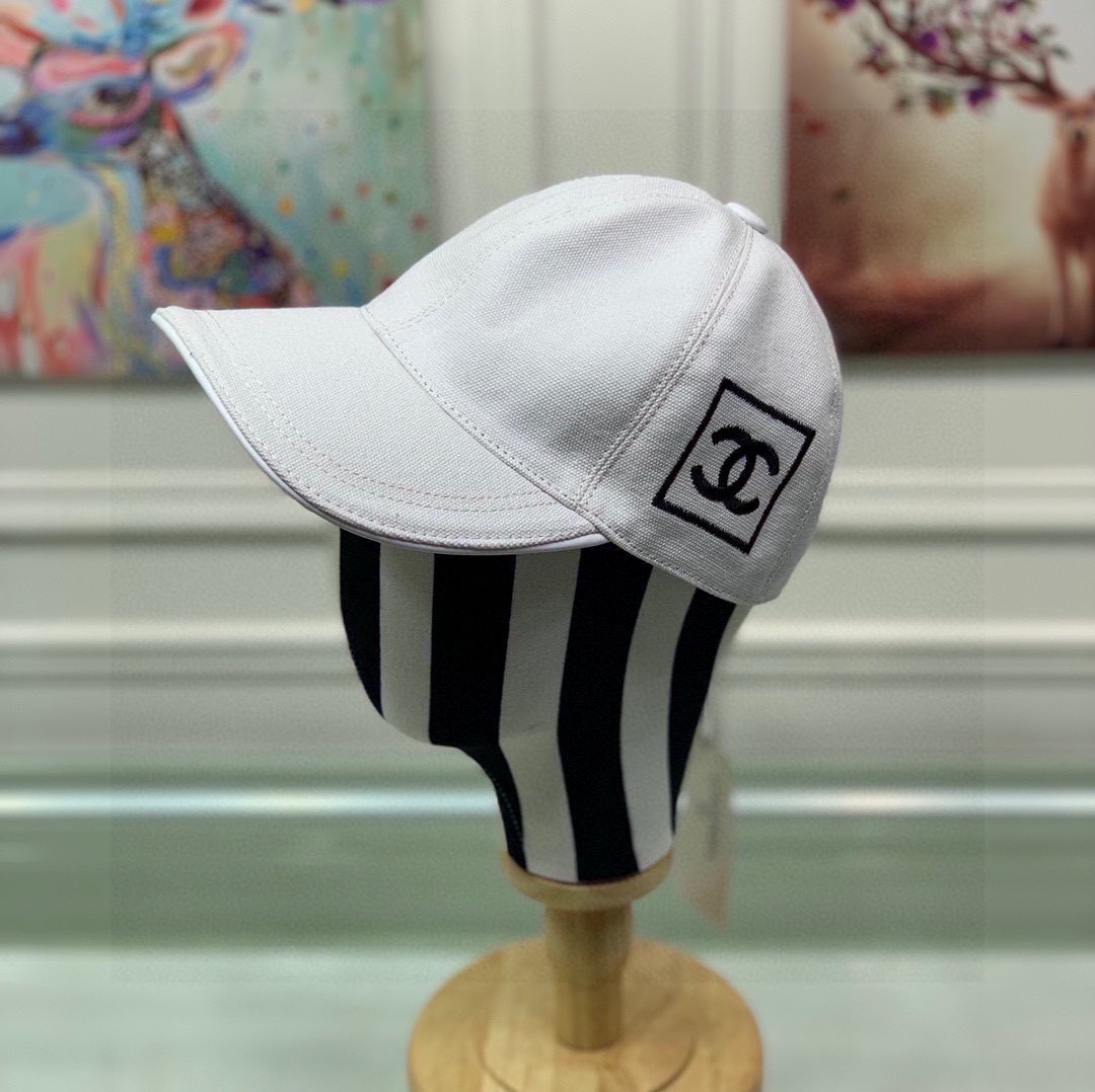 Found Replica
 Chanel Hats Baseball Cap Buy Online
 Black White Embroidery Canvas Cowhide