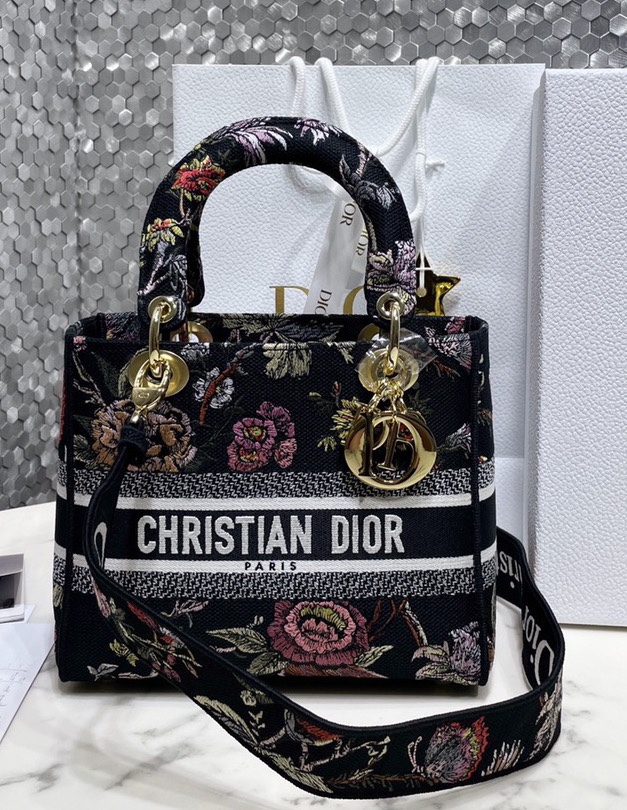 Dior Bags Handbags Gold Embroidery Lady Mini