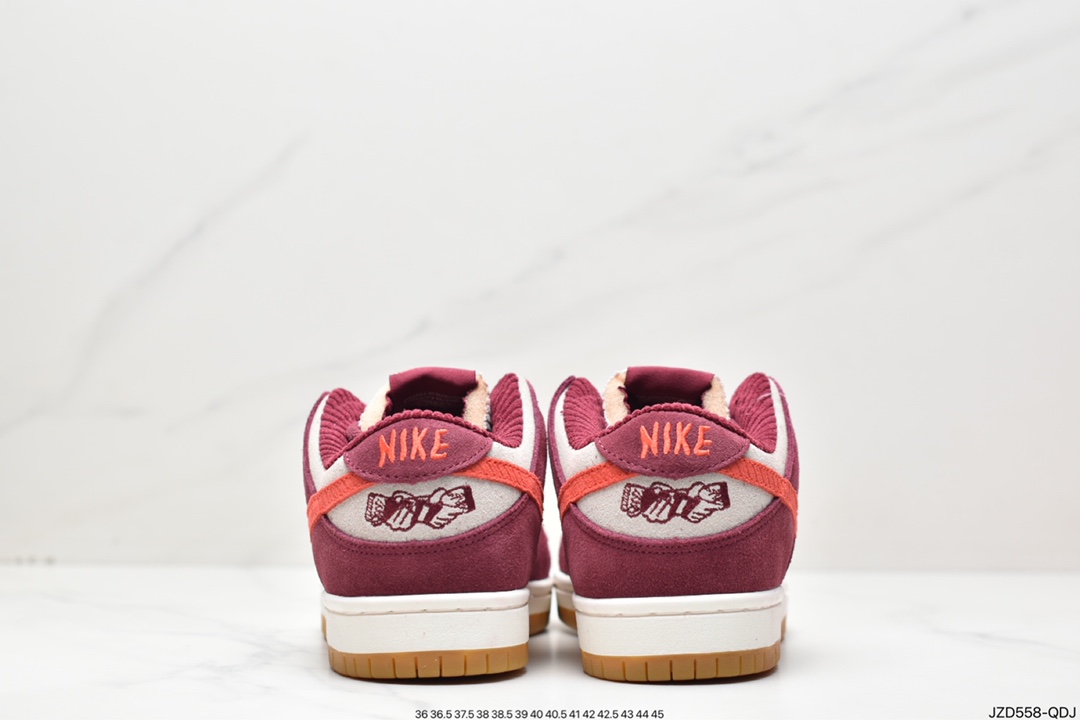 140 Skate Like a Girl x 耐克/Nike SB Dunk Low 和平酒红联名灯芯绒低帮DX4589-600