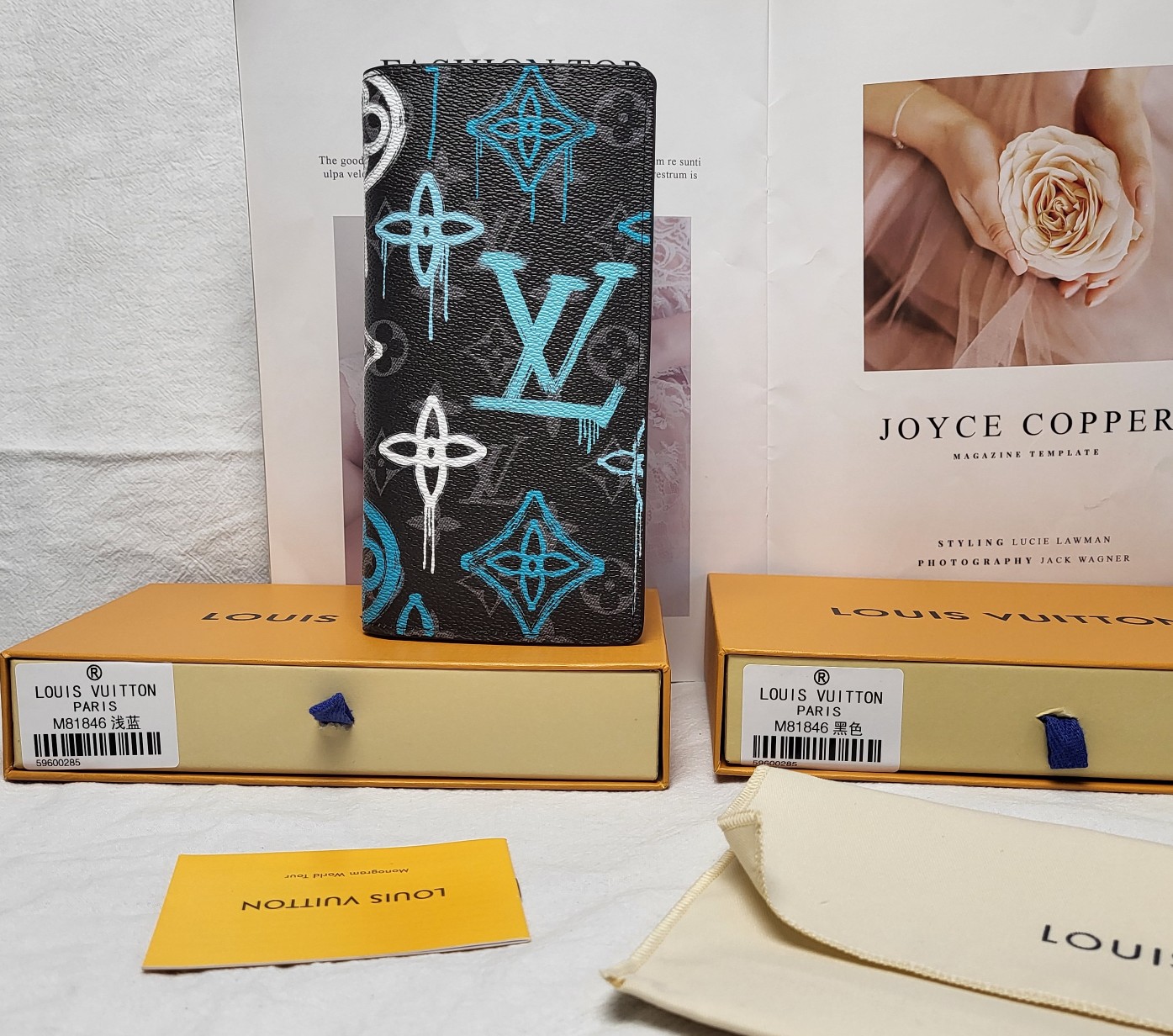 Leather bifold wallet in gift packaging