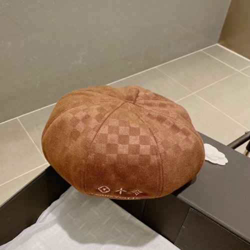 Louis Vuitton Checkered Beret Hat, Wool Blend, Head Circumference 57cm 1 Louis Vuitton Checkered Beret Hat, Wool Blend, Head Circumference 57cm