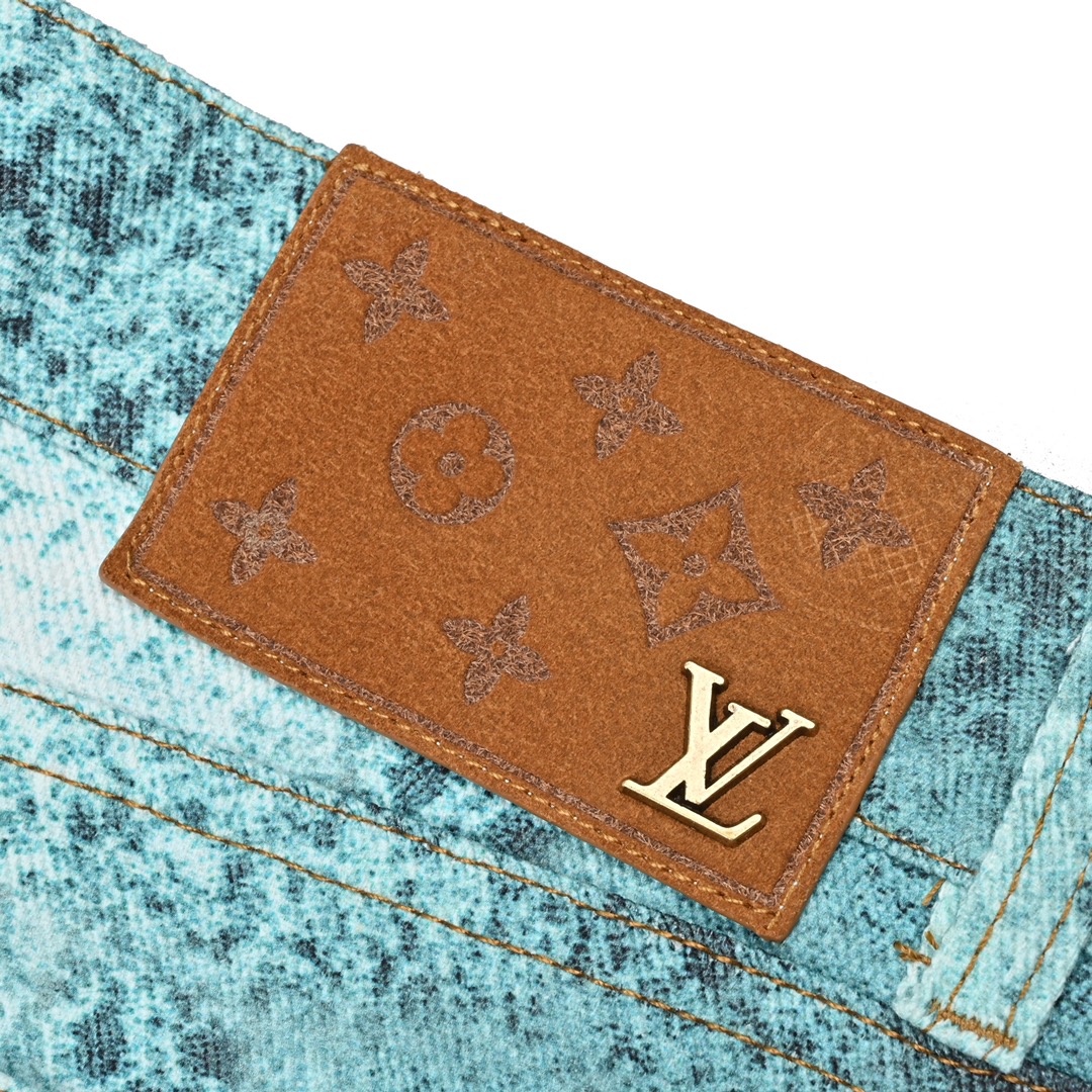 240 Louis Vuitton 22FW 碎冰蓝泼墨牛仔裤