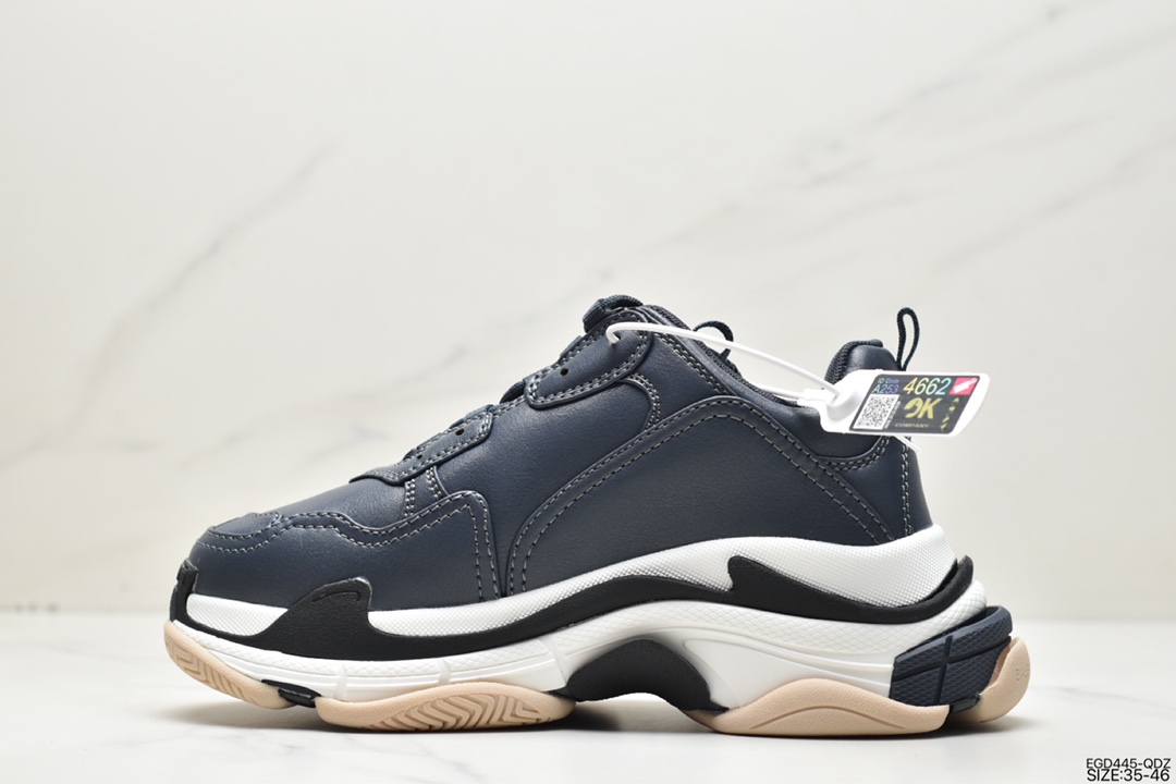 Pure original Balenciaga Triple S leather dark blue