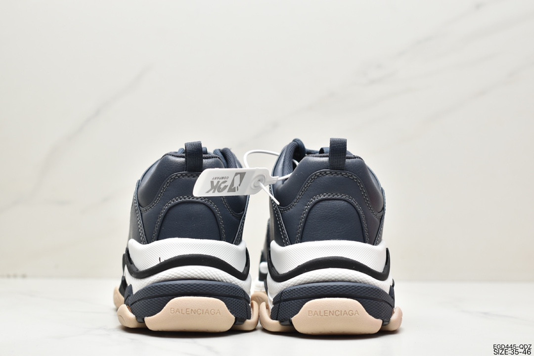 Pure original Balenciaga Triple S leather dark blue