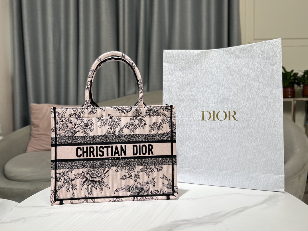 Dior Book Tote Handbags Tote Bags Pink Embroidery