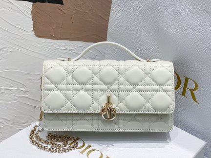 Dior Clutches & Pouch Bags High Quality AAA Replica White Sheepskin Lady Chains