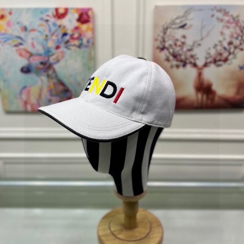 Fendi Baseball Cap - White Canvas with Multicolor Embroidered Logo 1 Fendi Baseball Cap - White Canvas with Multicolor Embroidered Logo