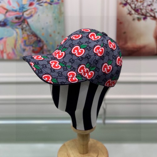 Gucci Baseball Cap With Cherry Print - Original Canvas and Leather 1 Gucci Baseball Cap With Cherry Print - Original Canvas and Leather
