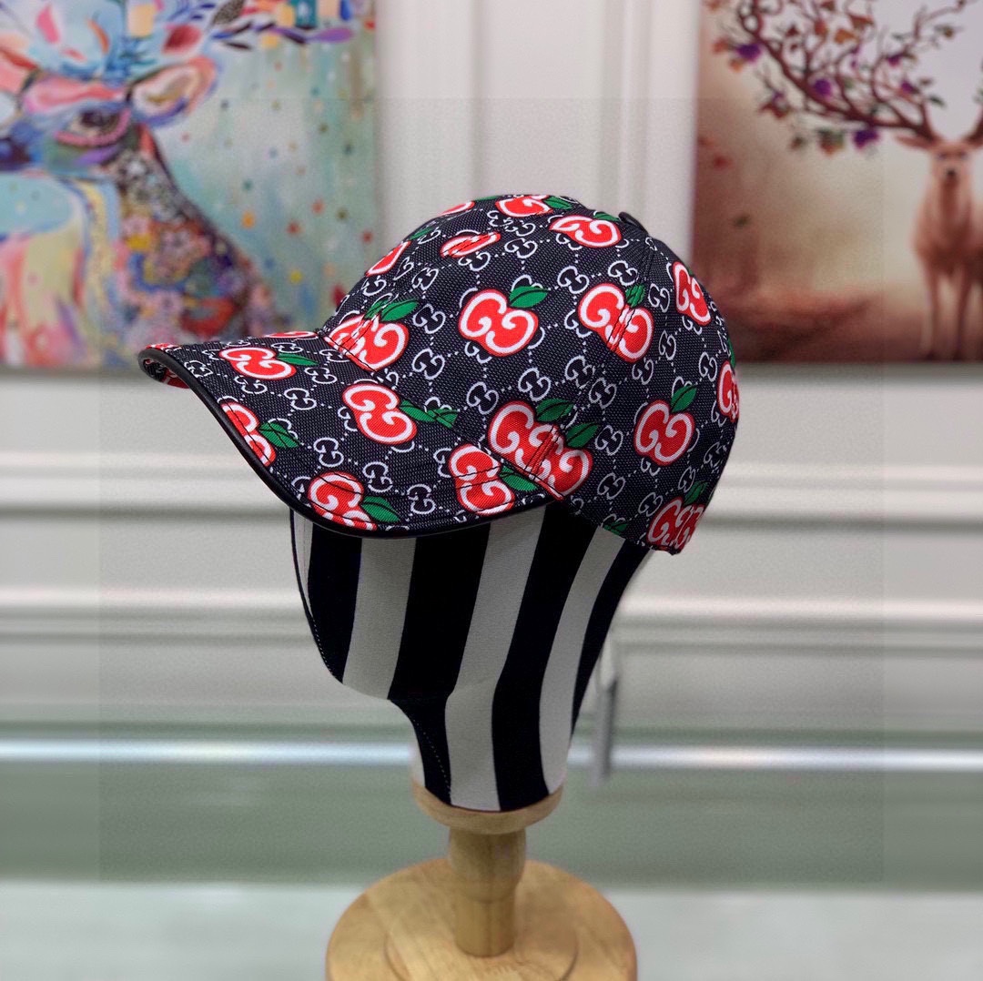 Gucci Cherry Print Baseball Cap - Designer Hat for Women,Adjustable Size