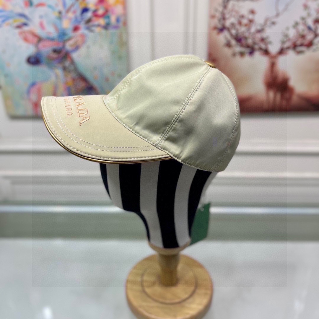 Prada Hats Baseball Cap Embroidery Cotton Cowhide