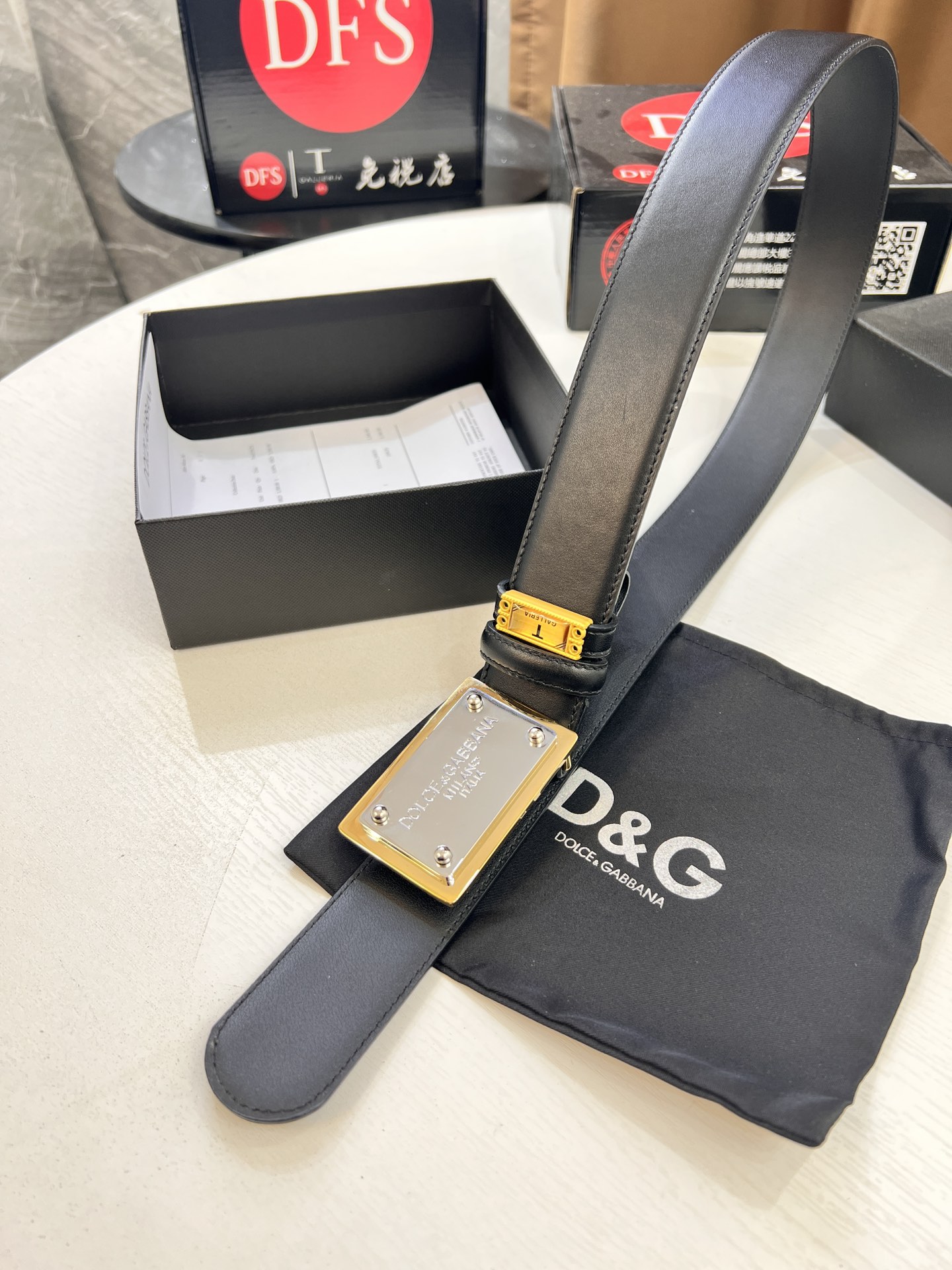 D&G原厂皮带 香港免税T礼盒简色logo板扣精钢五金 顶级皮带