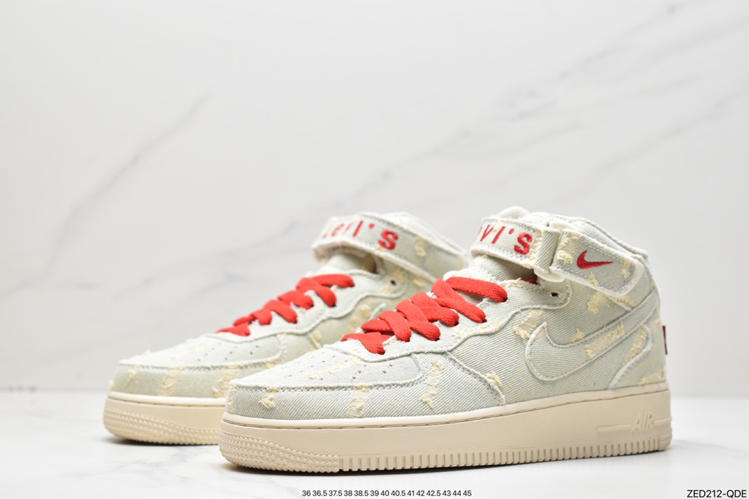 260 Levi's x Nike By You Air Force 1 '07 Mid 'Exclusive Denim'空军一号651122-215