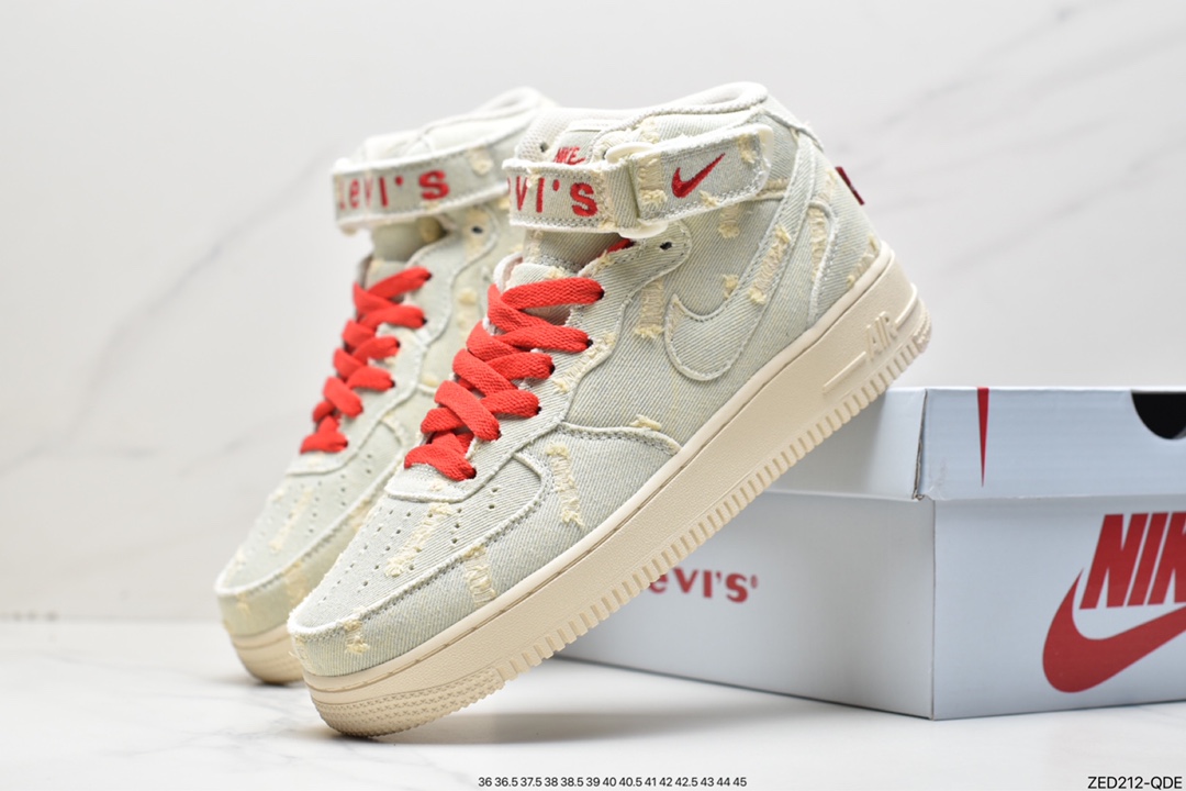 260 Levi's x Nike By You Air Force 1 '07 Mid 'Exclusive Denim'空军一号651122-215