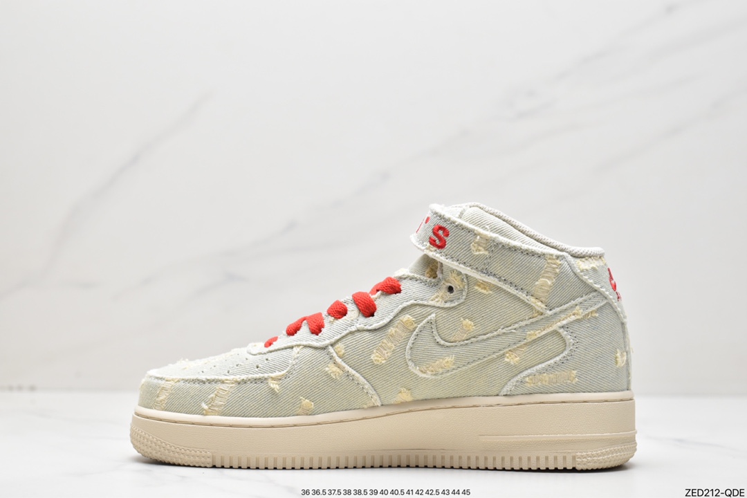 260 Levi's x Nike By You Air Force 1 '07 Mid 'Exclusive Denim'空军一号651122-215