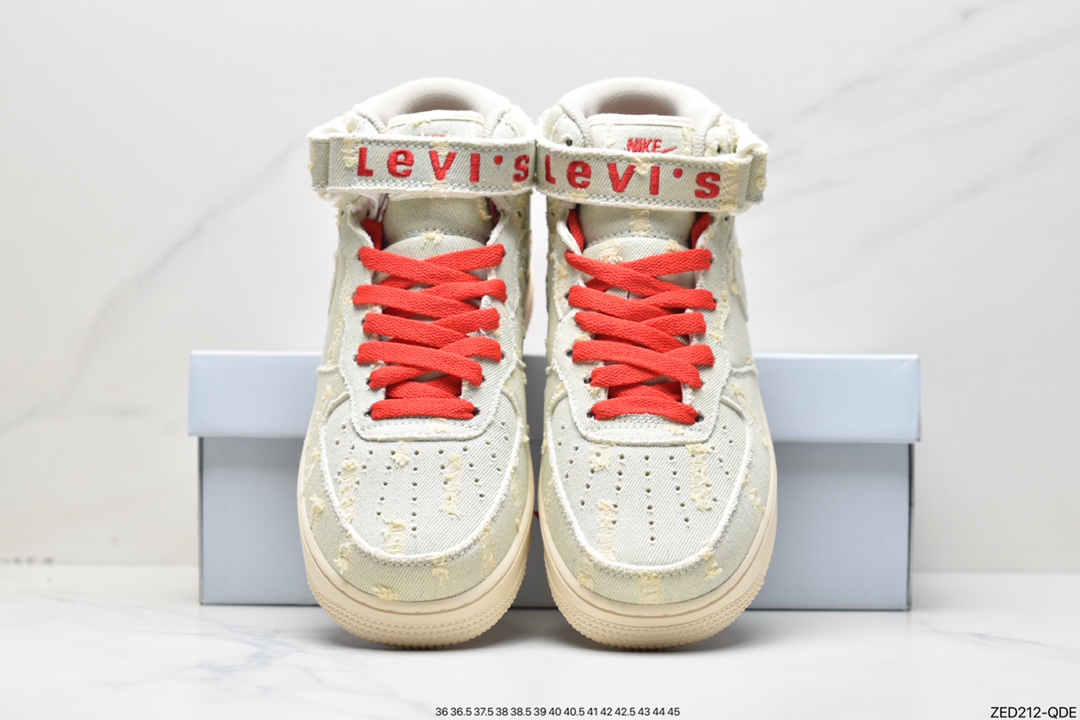 260 Levi's x Nike By You Air Force 1 '07 Mid 'Exclusive Denim'空军一号651122-215
