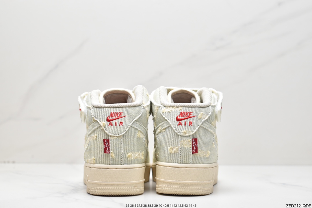 260 Levi's x Nike By You Air Force 1 '07 Mid 'Exclusive Denim'空军一号651122-215