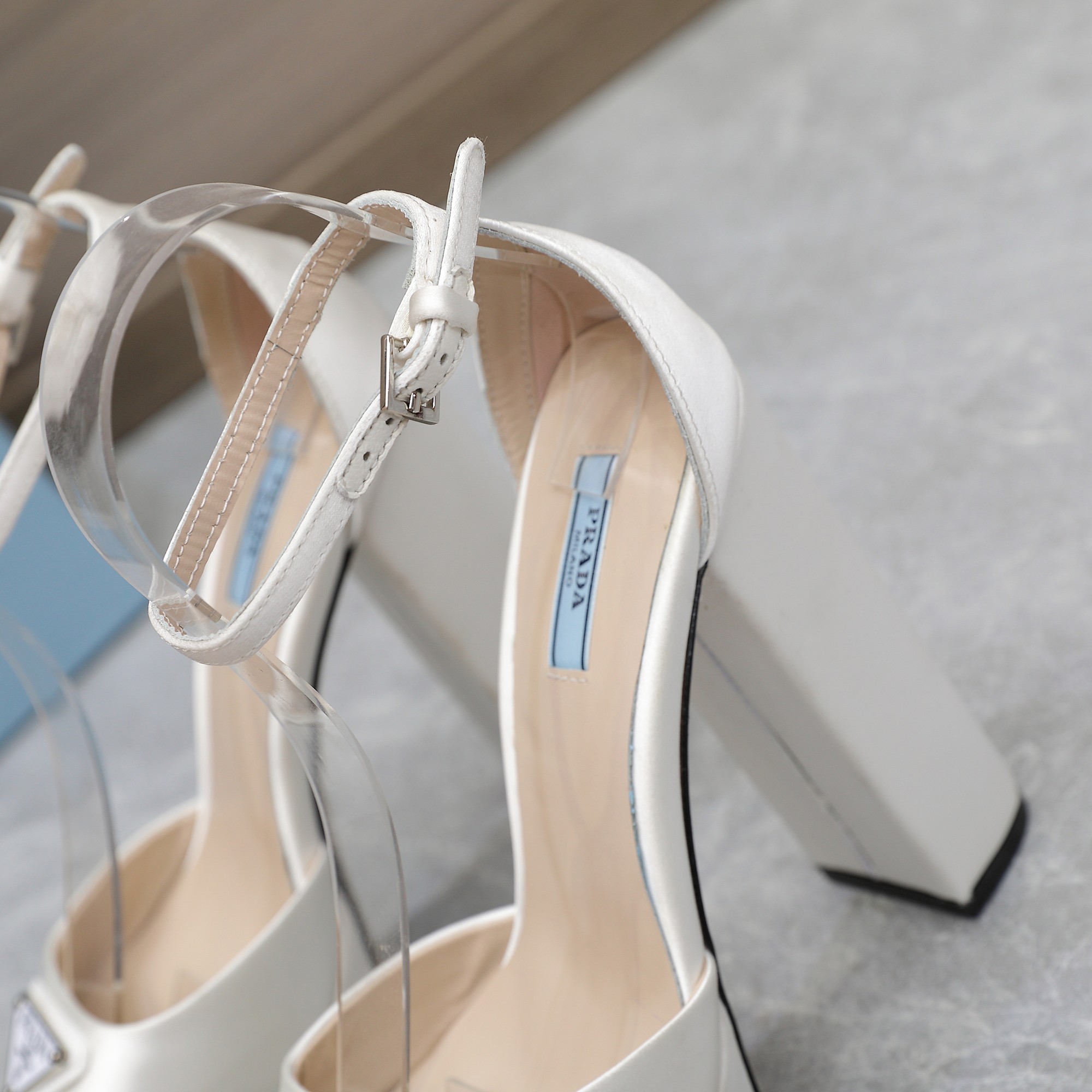 Prada Women's Platform Heel Sandals Silk Satin White Ankle Strap Pumps 8 a1669998883126 1682